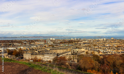 Scottish city architecture view from Calton hill.