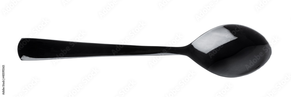 Plastic black spoon isolated on a white background Plastic black spoon isolated on a white background