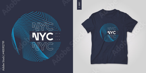 New York City graphic t-shirt abstract design, geometric poster, vector illustration