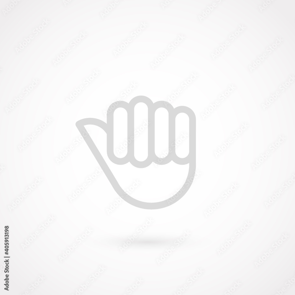 Outline hand icon. Gesture concept. Vector illustration, flat design Outline hand icon. Gesture concept. Vector illustration, flat design