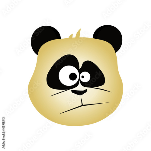 Cute funny panda bear face, vector illustration on white background