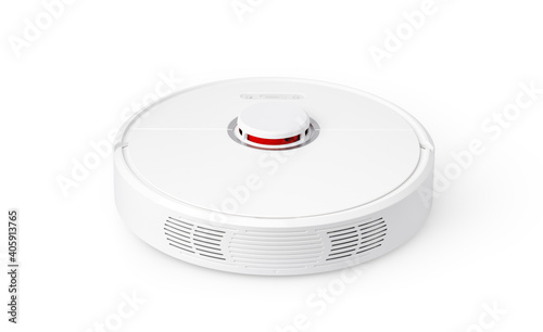 White robotic vacuum cleaner isolated on white