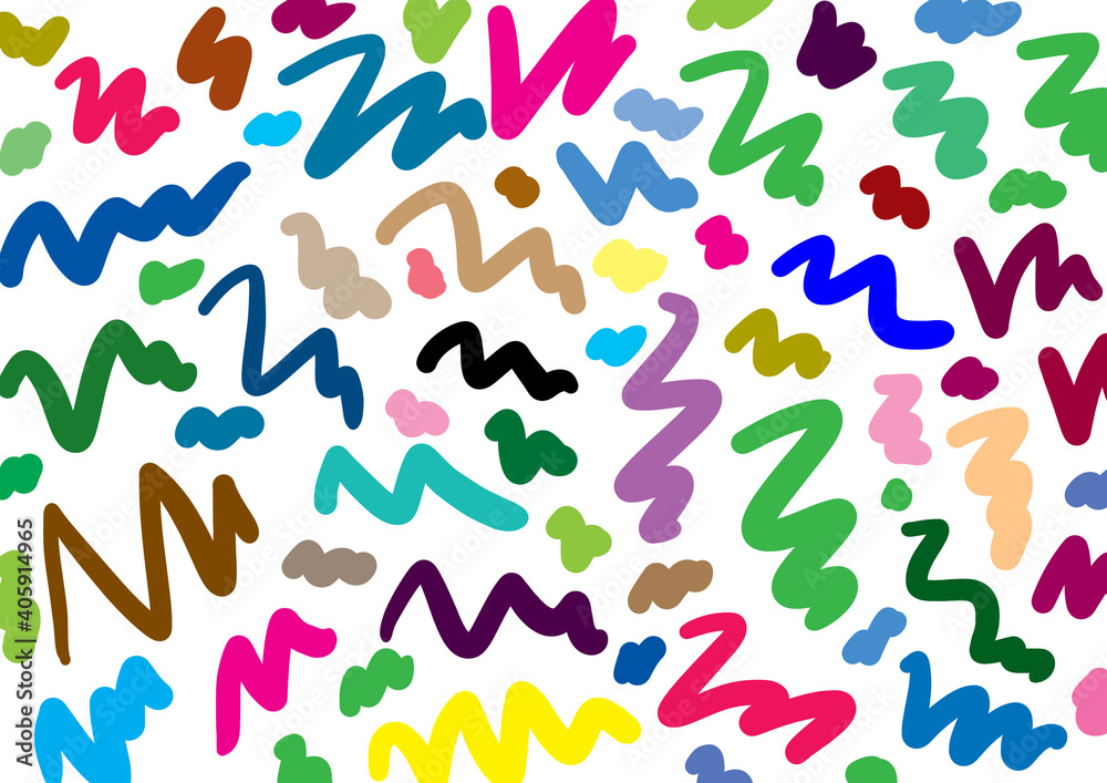 Colored background from curves of brush strokes. Wavy lines on a white background in different shades. Colored background from curves of brush strokes. Wavy lines on a white background in different shades.