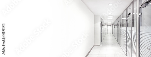 Fotografie, Tablou Empty office corridor with glass walls