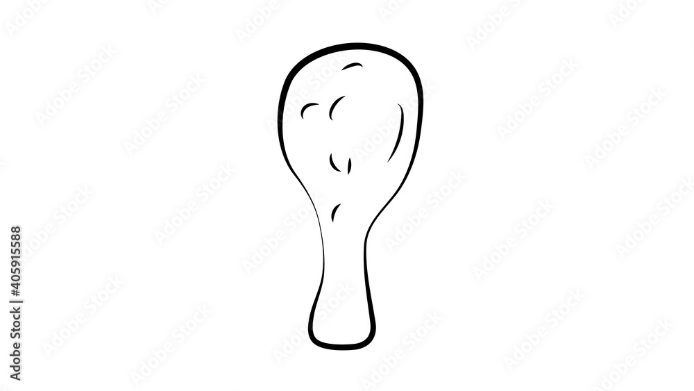 Handdrawn Chicken's leg doodle icon. Hand drawn black sketch. Sign symbol. Decoration element. White background. Isolated. Flat design. Vector illustration Handdrawn Chicken's leg doodle icon. Hand drawn black sketch. Sign symbol. Decoration element. White background. Isolated. Flat design. Vector illustration