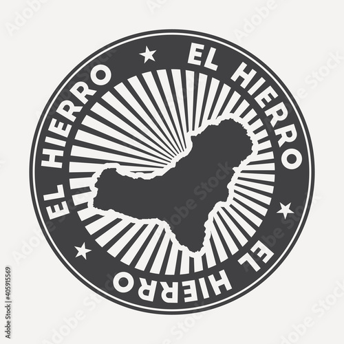 El Hierro round logo. Vintage travel badge with the circular name and map of island, vector illustration. Can be used as insignia, logotype, label, sticker or badge of El Hierro.