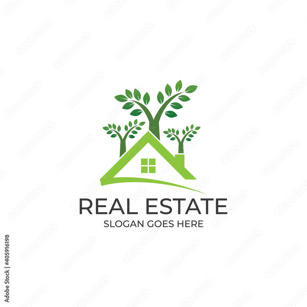 Property logo design vector, real estate logo, green house icon Property logo design vector, real estate logo, green house icon