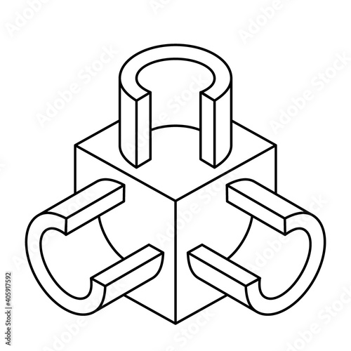 Tee fitting contour illustration