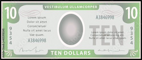 A $10 bank note / paper money.