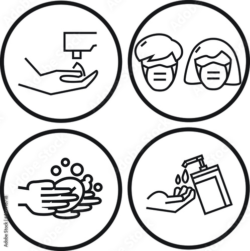 healthcare and medical world corona virus covid-19 Wear mask Wash hands Flat icon