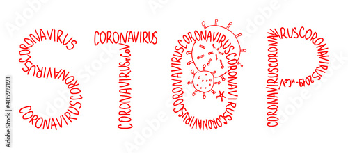 Vector lettering that stop coronavirus. Ad poster design for the design of t-shirts, bags, banners, stickers.