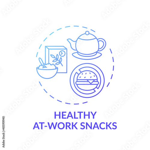 Healthy at-work snacks concept icon. Workplace wellness example idea thin line illustration. Battle high cholesterol. Increasing productivity. Vector isolated outline RGB color drawing