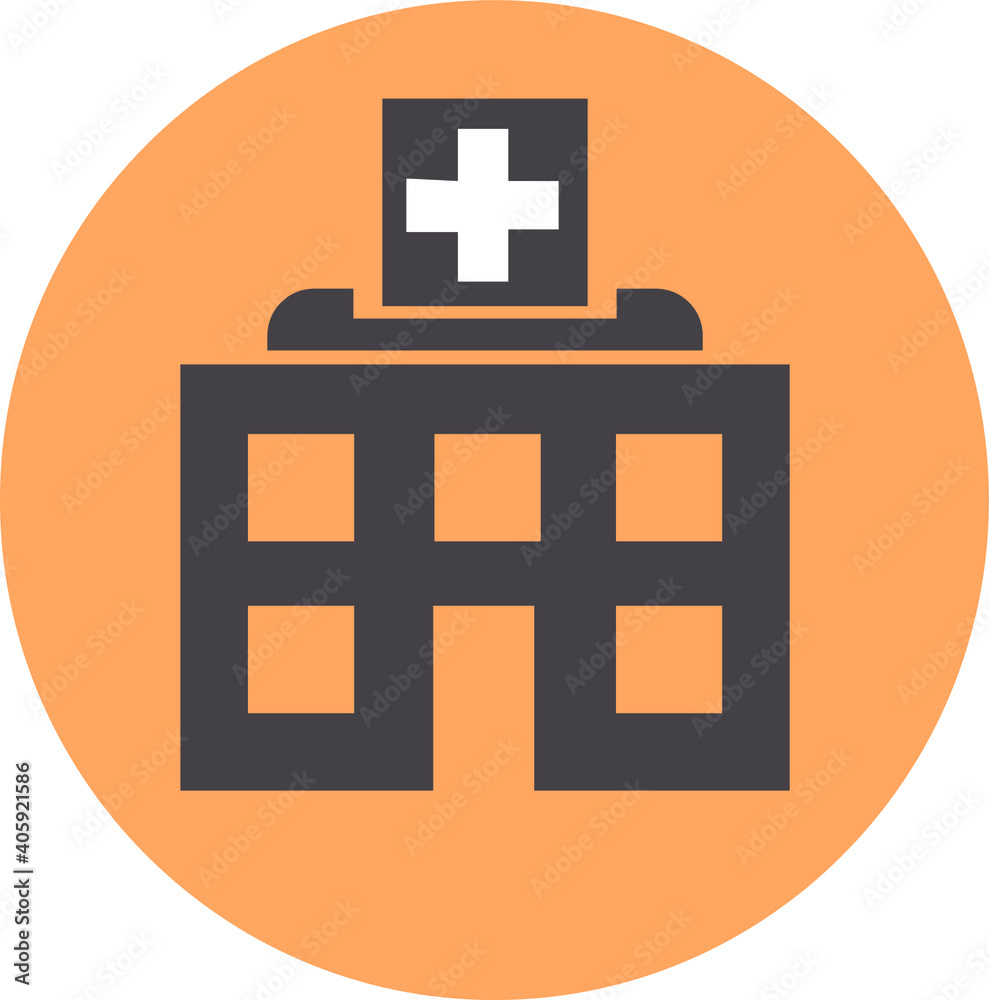 Obraz premium Hospital line icon in trendy flat style isolated on a peach background. Hospital icon page symbol for your web site design logo, app, UI. Vector illustration, EPS10.
