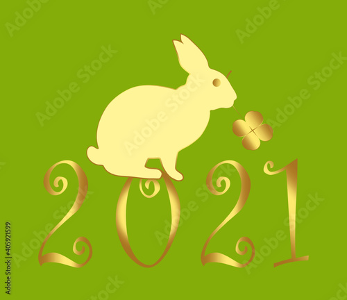 Ostern 2021 mit Osterhase und Kleeblatt