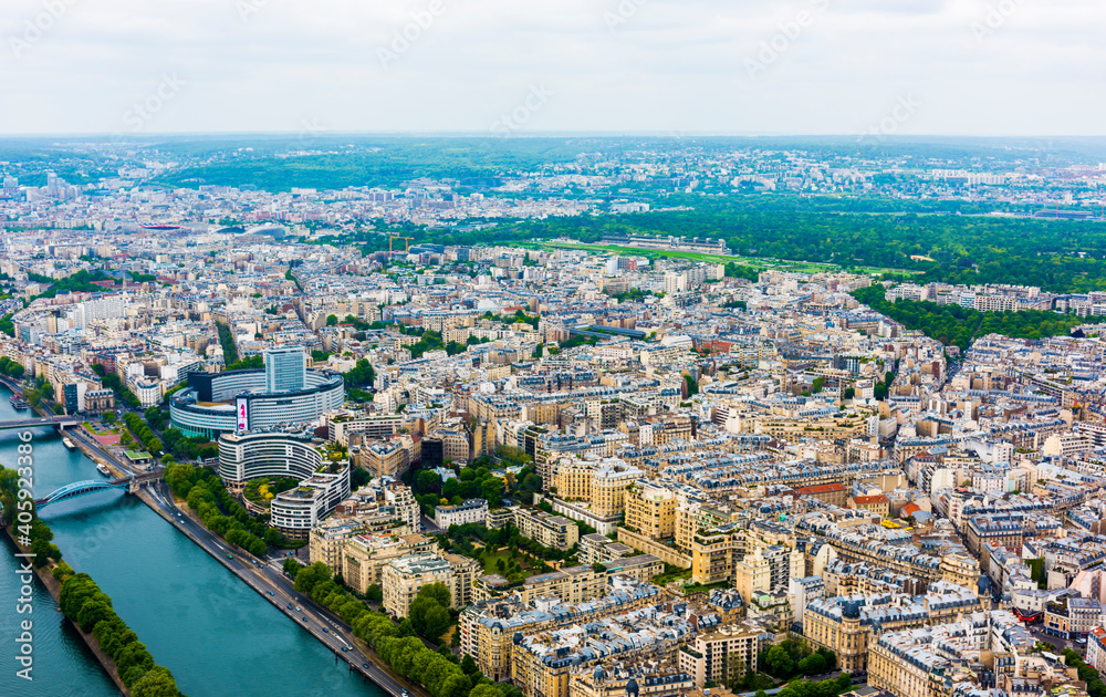 Eiffel Tower and beautiful Paris City Center view. Paris, France.