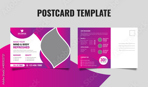 Spa beauty clinic marketing postcard template design
