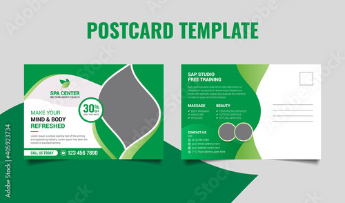 Stylish spa beauty clinic postcard template design