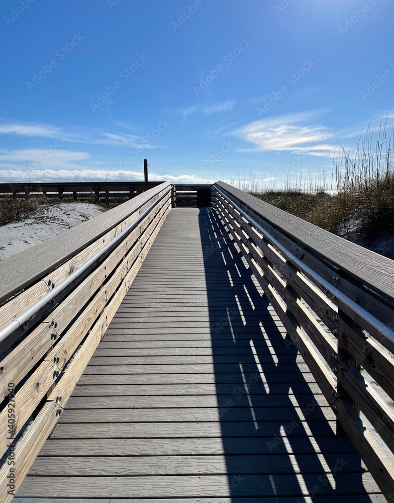 wooden bridge to beach at Topsail Hill Preserve State Park Florida 