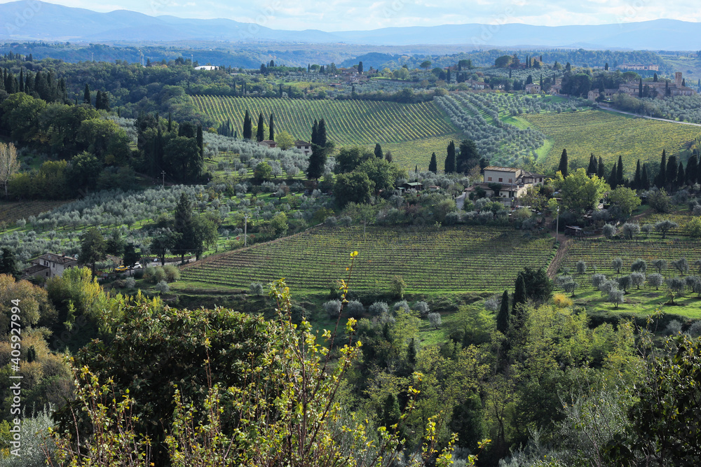 hilly landscape, Umbria, Italy, Europe, panorama