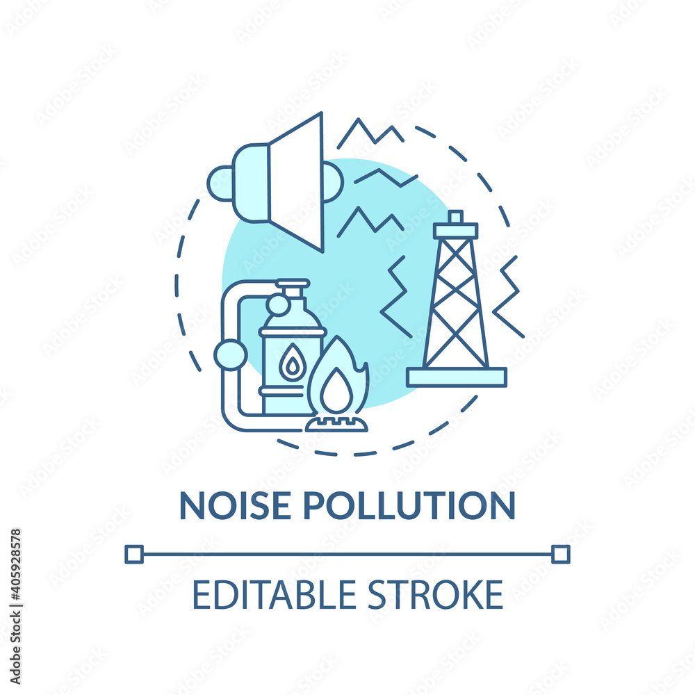 Noise pollution concept icon. Climate justice idea thin line illustration. Harmful sounds. Vector isolated outline RGB color drawing. Moral responsibility towards climate change. Editable stroke