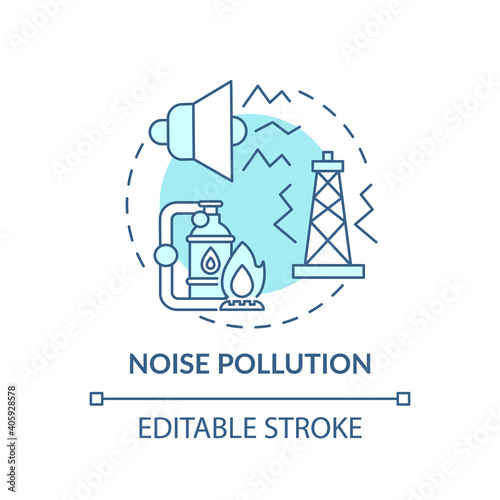 Noise pollution concept icon. Climate justice idea thin line illustration. Harmful sounds. Vector isolated outline RGB color drawing. Moral responsibility towards climate change. Editable stroke