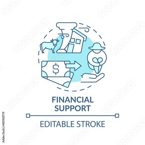 Financial support of ecology initiative concept icon. Ethical banking idea thin line illustration. Polluter pays principle. Vector isolated outline RGB color drawing. Green banking. Editable stroke