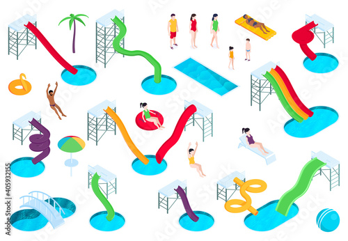 Aqua Park Isometric Composition