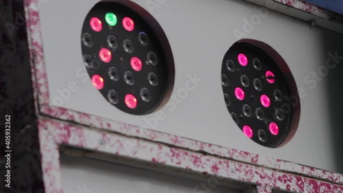 Colored red and green dance light cannon for music party