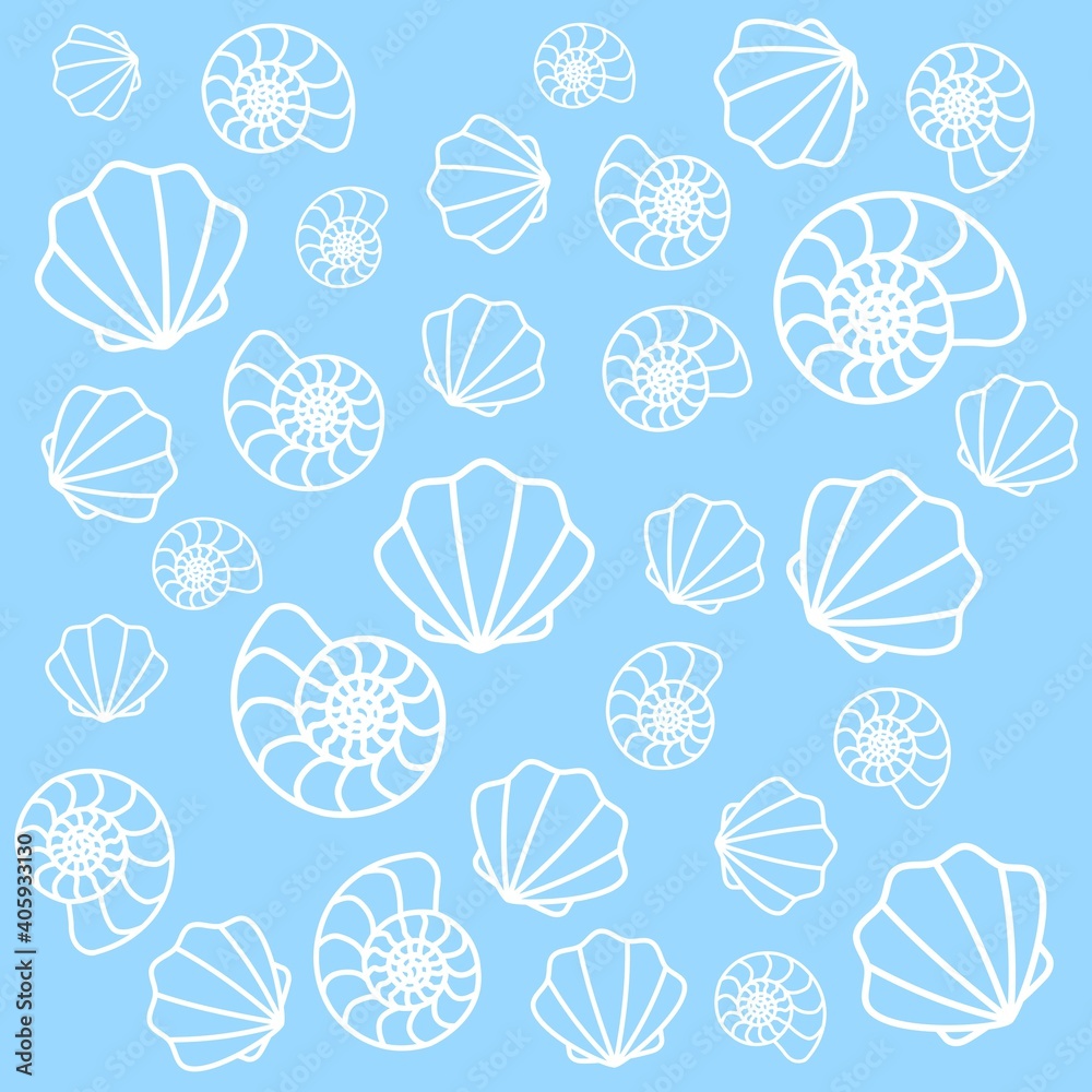 seamless pattern with sea shells