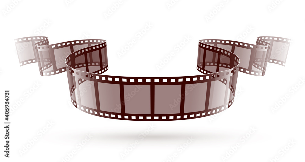Online cinema video film tape, Isolated on white background, Retro movie  film-reel ribbon with frames for cinematography. Eps10 vector illustration.  Stock Vector