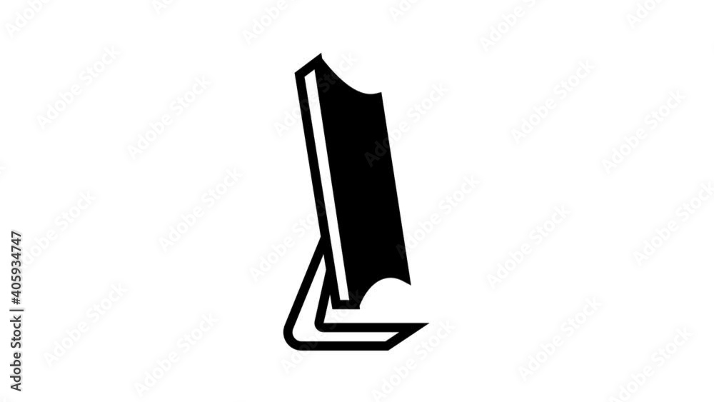 Vidéo Stock curved computer screen animated black icon. curved computer ...