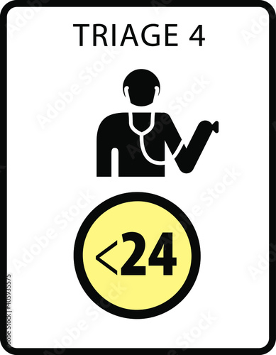 Triage 4: See physician within 24 hours. A sign formatted to the proportions of an A4 or Letter page.