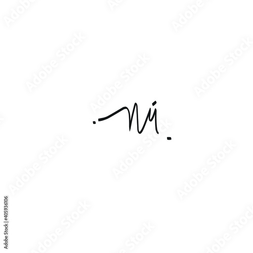 nm white background initial handwriting logo for identity