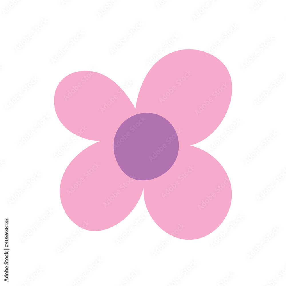 cartoon pink flower decoration icon in isolated style