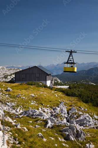 Cable car on top of the Krippenstein. Alps in Austria.