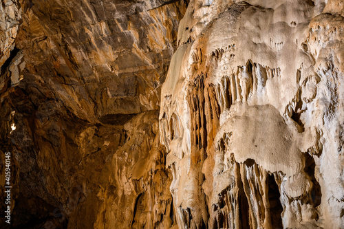 Fotografie, Obraz Beautiful rock formations inside a natural cave