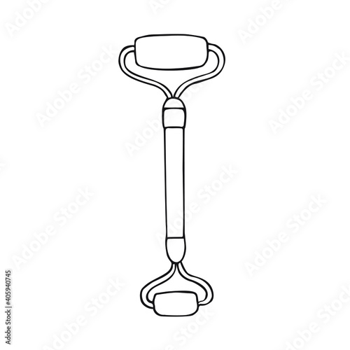 Vector hand drawn doodle sketch gua sha face massage roller isolated on white background