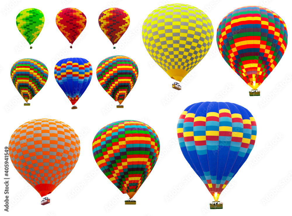 isolated colorful hot air balloons set