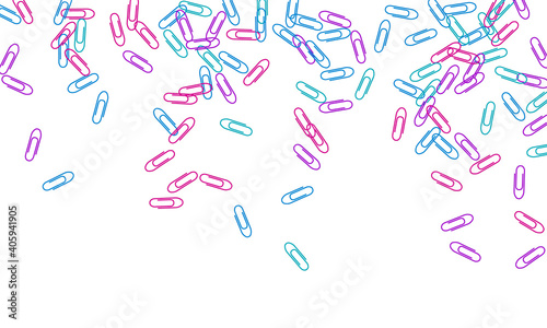 Stationary paperclips isolated on white background