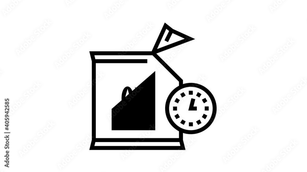 shelf life of oatmeal when opened bag animated black icon. shelf life