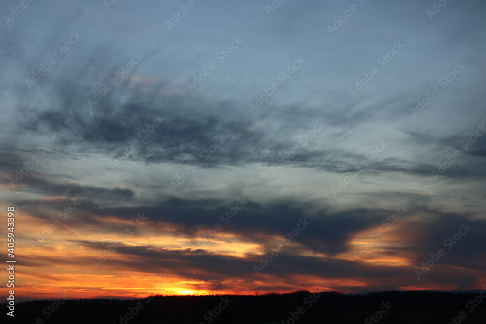 Sunset clouds color skyline beautiful