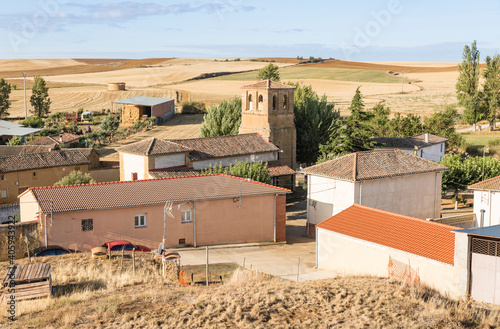 a partial view over Moratinos village in summer, Tierra de Campos, province of Palencia, Castile and Leon, Spain photo