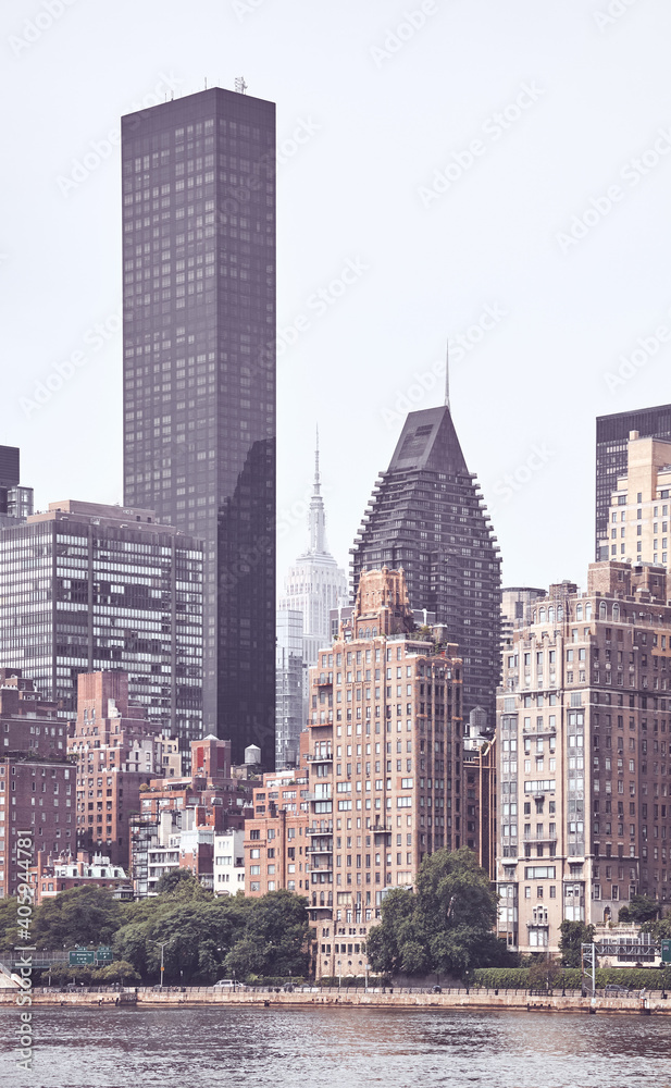 Retro toned picture of New York City, USA.