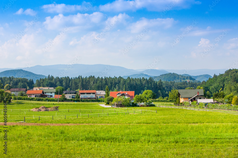 Rural village landscape in Bavarian Alps
