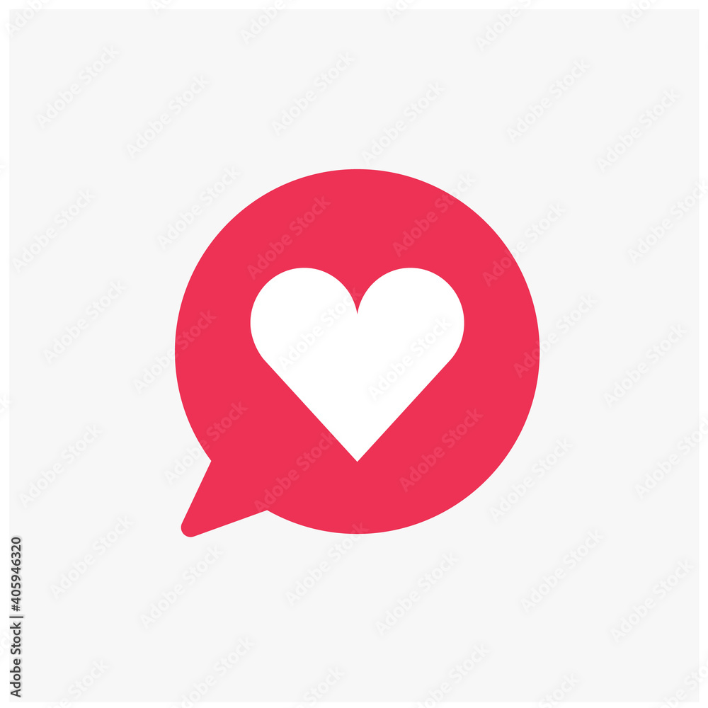 Heart in speech bubble icon. Love, like a sign. Isometric, three dimensions. Emotion, chat and Social Network Vector illustration