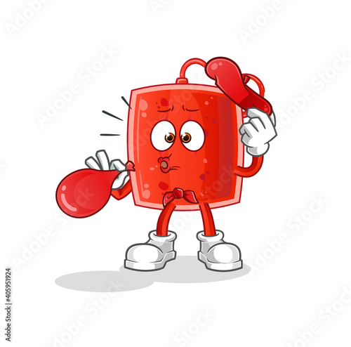 blood bag pantomime blowing balloon. cartoon mascot vector