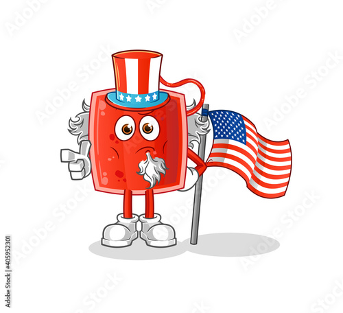 blood bag uncle sam character. cartoon mascot vector