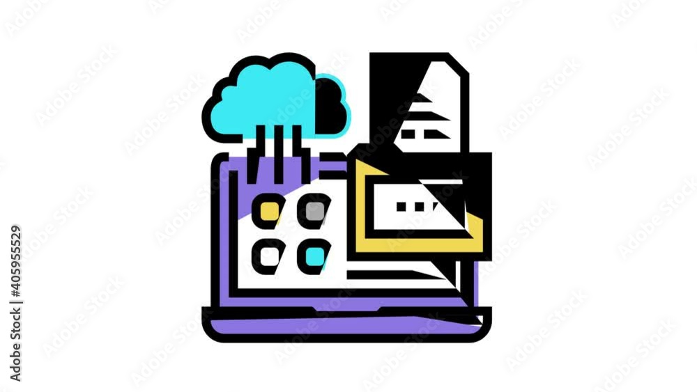 management system animated color icon. management system sign. isolated