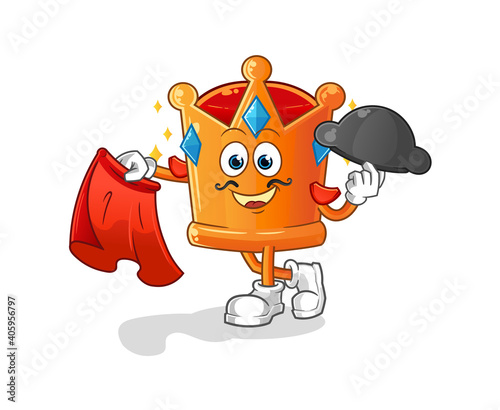 crown matador with red cloth illustration. character vector