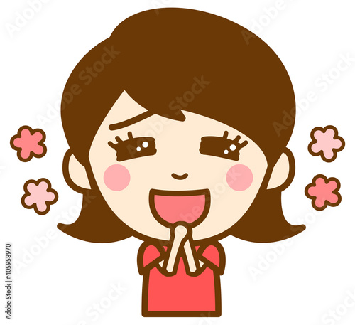 花を振りまきながら喜ぶ女の子の上半身イラスト